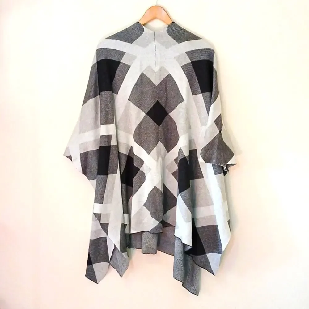 Joseph A cardigan shawl half zip gray abstract one size
